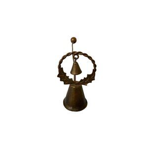 Vintage Christmas Brass Candle Snuffer Wreath Bell Design